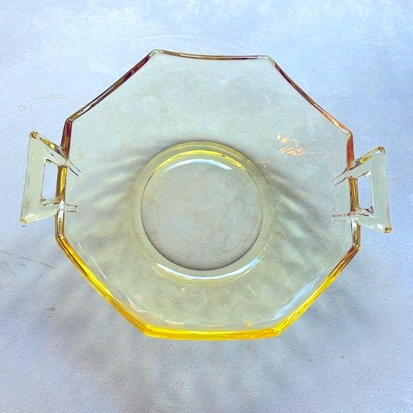Vintage Sahara Yellow Bowl Heisey Glass Co. Yeoman Optic Double Handled Pristine - Picture 2 of 8